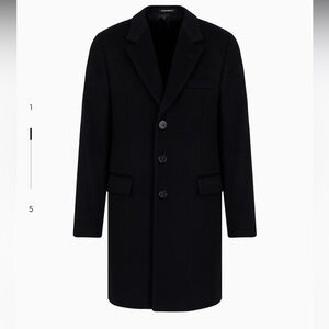 Armani Collezioni Men's Black Cashmere Overcoat Size 42